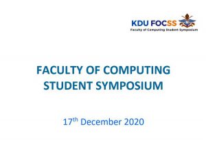 Student Symposium 2020 Faculty of Computing (FOC) of General Sir John Kotelawala Defence University KDU 1