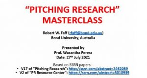Guest Talk – “Pitching Your Research Idea” Faculty of Computing (FOC) of General Sir John Kotelawala Defence University KDU 1